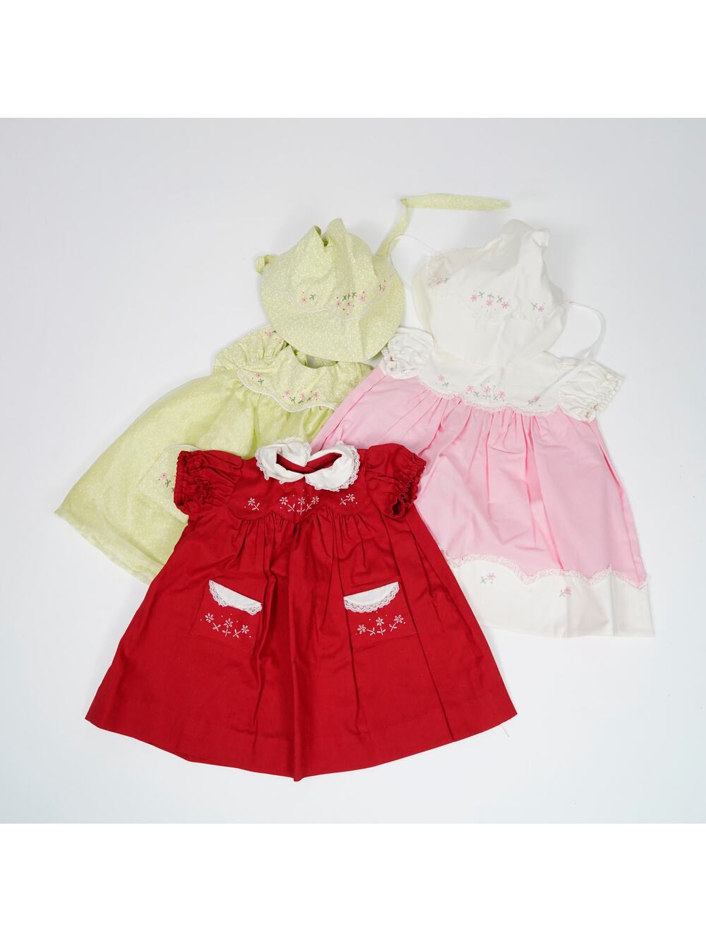 Vintage Simplicity Baby Girls Dress Bundle 6 Months Pink Red Green Cottagecore